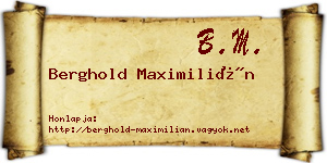 Berghold Maximilián névjegykártya
